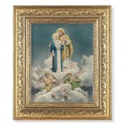 12 1/2" x 14 1/2" Ornate Gold Leaf Antique Frame with 8" x 10" Chambers: Jesus and Mary Print