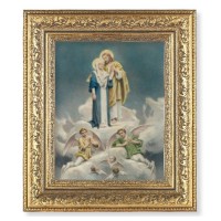 12 1/2" x 14 1/2" Ornate Gold Leaf Antique Frame with 8" x 10" Chambers: Jesus and Mary Print