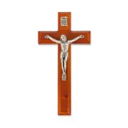 7" Natural Cherry Cross with Antiqued Silver Finish Corpus
