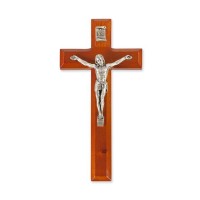 7" Natural Cherry Cross with Antiqued Silver Finish Corpus