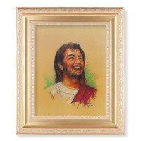 10 1/4" x 12 1/4" Satin Gold Frame with an 8" x 10" Laughing Jesus Print
