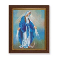10 1/2" x 12 1/2" Walnut Finish Beveled Frame with 8" x 10" Our Lady of Grace Textured Art