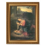 15 1/2" x 19 1/2" Antique Gold Leaf Beveled Frame with Bead Inlay and 12" x 16" Correggio: Our Lady Worshipping the Child Textured Art