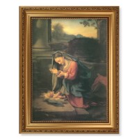 15 1/2" x 19 1/2" Antique Gold Leaf Beveled Frame with Bead Inlay and 12" x 16" Correggio: Our Lady Worshipping the Child Textured Art