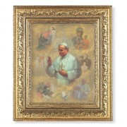 12 1/2" x 14 1/2" Ornate Gold Leaf Antique Frame with 8" x 10" St. John Paul II Print