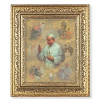12 1/2" x 14 1/2" Ornate Gold Leaf Antique Frame with 8" x 10" St. John Paul II Print