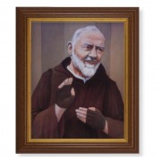 10 1/2" x 12 1/2" Walnut Finish Beveled Frame with 8" x 10" St. Pio Textured Art