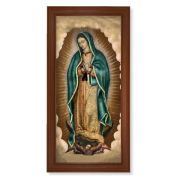 17 1/4" x 33 1/4" Walnut Finished Beveled Frame with 14" x 30" Our Lady of Guadalupe Textured Art