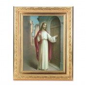 8 1/4" x 10 1/4" Gold Ornate Frame with a 6" x 8" Christ Knocking Print