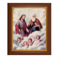 10 1/2" x 12 1/2" Walnut Finish Beveled Frame with 8" x 10" The Trinity Textured Art