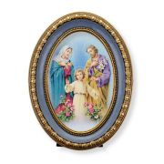 5 1/2" x 7 1/2" Oval Gold-Leaf Frame with a Holy Family Print