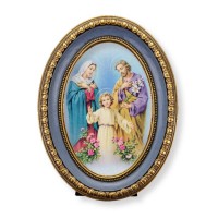 5 1/2" x 7 1/2" Oval Gold-Leaf Frame with a Holy Family Print