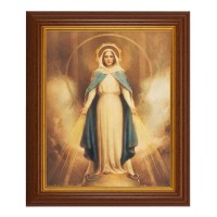 10 1/2" x 12 1/2" Walnut Finish Beveled Frame with 8" x 10" Our Lady Of Grace Textured Art