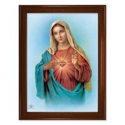 23.5" x 31" Walnut Finished Beveled Frame with 19" x 27" Immaculate Heart of Mary Textured Art