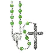 6MM Crystolite Bead Rosary with a Deluxe Center and Crucifix in Grey Velvet Box
