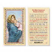 25pk - Most Important Person On Earth  Gold Stamped Laminated Holy Card  Pk 25