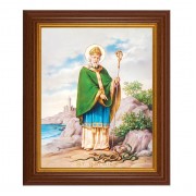 10 1/2" x 12 1/2" Walnut Finish Beveled Frame with 8" x 10" St. Patrick Textured Art