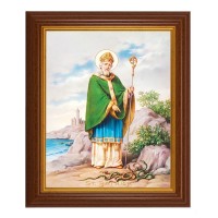 10 1/2" x 12 1/2" Walnut Finish Beveled Frame with 8" x 10" St. Patrick Textured Art