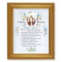 10" x 12" Gold Leaf Finish Beveled Frame with 8" x 10" House Blessing - Sacred Heart of Jesus Textured Art