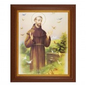 10 1/2" x 12 1/2" Walnut Finish Beveled Frame with 8" x 10" St. Francis Textured Art