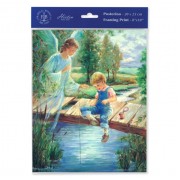 3pk - 8" x 10" Blanc: Guardian Angel with Boy Print  (sold in inc. of 3)