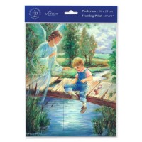 3pk - 8" x 10" Blanc: Guardian Angel with Boy Print  (sold in inc. of 3)