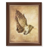 13 1/2" x 16 9/16" Walnut Finished Frame with 11" x 14" Praying Hands Textured Art