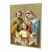 8" x 10" Gold Foil Mosaic Plaque of The Holy Family.