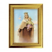 6 3/4" X 8 3/4" Gold Leaf Finish Frame with 5" X 7" Our Lady of Mount Carmel Textured Art