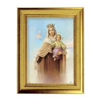 6 3/4" X 8 3/4" Gold Leaf Finish Frame with 5" X 7" Our Lady of Mount Carmel Textured Art