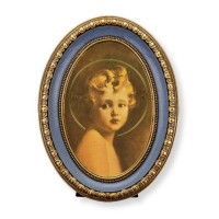 5 1/2" x 7 1/2" Oval Gold-Leaf Frame with a Chambers: Light of the World Print