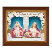10 1/2" x 12 1/2" Walnut Finish Beveled Frame with 8" x 10" House Blessing - SHJ and IHM Textured Art