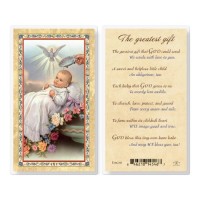 25pk - Baby"s Baptismal  Gold Stamped Laminated Holy Card  Pk 25