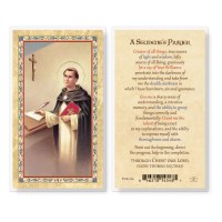 25pk - Student"s Prayer - Saint Thomas  Gold Stamped Laminated Holy Card  Pk 25