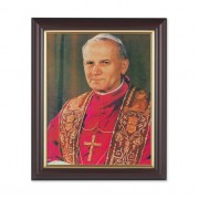 10" x 12" Walnut Frame with Gold Inside Lip and a 8" x 10" Pope John Paul II Print