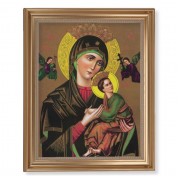 13 1/2" x 16 9/16" Gold Leaf Antique Finished Frame with 11" x 14" Our Lady of Perpetual Help Textured Art