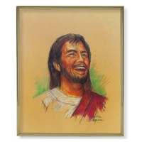 11" x 14" Gold Plaque Frame with a Segura: Laughing Jesus Print