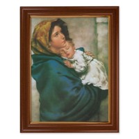 15 1/2" x 19 1/2" Walnut Finish Frame with Gold Accent and a 12" x 16" Madonna of the Street Textured Art