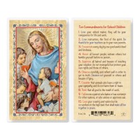25pk - Ten Commandments - School Kids  Gold Stamped Laminated Holy Card  Pk 25