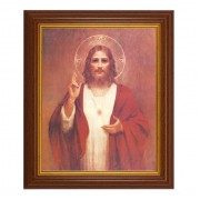 10 1/2" x 12 1/2" Walnut Finish Beveled Frame with 8" x 10" Chambers: Sacred Heart of Jesus Textured Art 10 1/2" x 12 1/2" Walnut Finish Beveled Frame with 8" x 10" Chambers: Sacred Heart of Jesus Textured Art