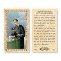 25pk - Saint Gerard - Prayer Safe Delivery Gold Stamped Laminated Holy Card  Pk 25