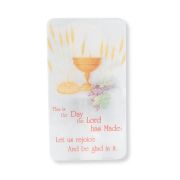 3 1/2" x 6 1/2" Communion Chalice and Grapes Image on Pearlized White Plaque