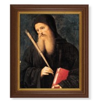 10 1/2" x 12 1/2" Walnut Finish Beveled Frame with 8" x 10" Perugino: Saint Benedict Textured Art