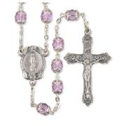 Pink Rose Capped Crystal Bead Rosary