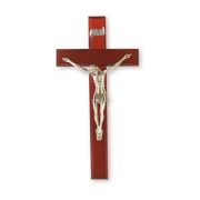 12" Dark Cherry Wood Crucifix with Fine Pewter Corpus