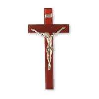 12" Dark Cherry Wood Crucifix with Fine Pewter Corpus