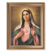 13 1/2" x 16 9/16" Gold Leaf Antique Finished Frame with 11" x 14" La Fuente: Immaculate Heart of Mary Textured Art