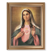 13 1/2" x 16 9/16" Gold Leaf Antique Finished Frame with 11" x 14" La Fuente: Immaculate Heart of Mary Textured Art