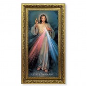 11 5/8" x 19" Ornate Gold Leaf Wood Frame with a Divine Mercy Textured Art