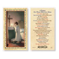 25pk - Prayer For Those Who Live Alone  Gold Stamped Laminated Holy Card  Pk 25